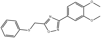 3-(3,4-dimethoxyphenyl)-5-[(phenylsulfanyl)methyl]-1,2,4-oxadiazole 结构式