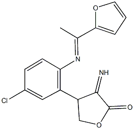 4-(5-chloro-2-{[1-(2-furyl)ethylidene]amino}phenyl)-3-iminodihydro-2(3H)-furanone 结构式