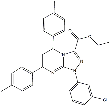 ethyl 1-(3-chlorophenyl)-5,7-bis(4-methylphenyl)-1,5-dihydro[1,2,4]triazolo[4,3-a]pyrimidine-3-carboxylate 结构式