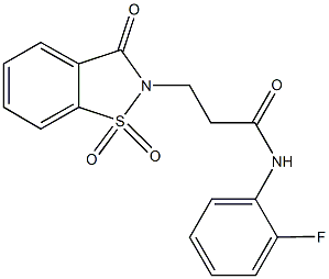 3-(1,1-dioxido-3-oxo-1,2-benzisothiazol-2(3H)-yl)-N-(2-fluorophenyl)propanamide 结构式