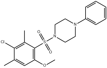 4-chloro-3,5-dimethyl-2-[(4-phenyl-1-piperazinyl)sulfonyl]phenyl methyl ether 结构式