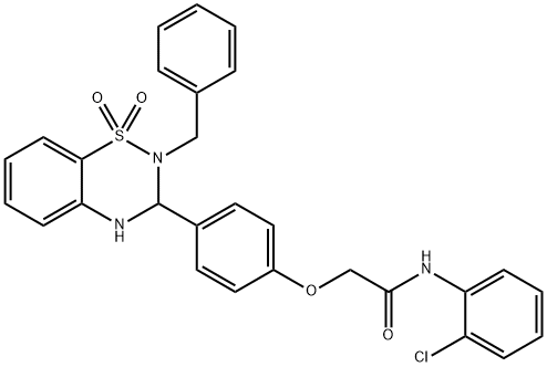 2-[4-(2-benzyl-1,1-dioxido-3,4-dihydro-2H-1,2,4-benzothiadiazin-3-yl)phenoxy]-N-(2-chlorophenyl)acetamide 结构式