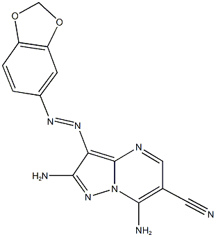 2,7-diamino-3-(1,3-benzodioxol-5-yldiazenyl)pyrazolo[1,5-a]pyrimidine-6-carbonitrile 结构式