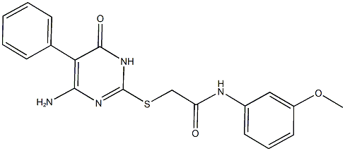 2-[(4-amino-6-oxo-5-phenyl-1,6-dihydro-2-pyrimidinyl)sulfanyl]-N-(3-methoxyphenyl)acetamide 结构式