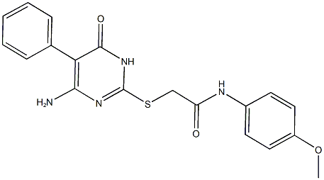 2-[(4-amino-6-oxo-5-phenyl-1,6-dihydro-2-pyrimidinyl)sulfanyl]-N-(4-methoxyphenyl)acetamide 结构式