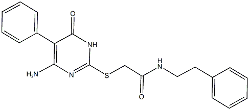 2-[(4-amino-6-oxo-5-phenyl-1,6-dihydro-2-pyrimidinyl)sulfanyl]-N-(2-phenylethyl)acetamide 结构式