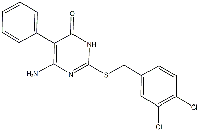 6-amino-2-[(3,4-dichlorobenzyl)sulfanyl]-5-phenyl-4(3H)-pyrimidinone 结构式