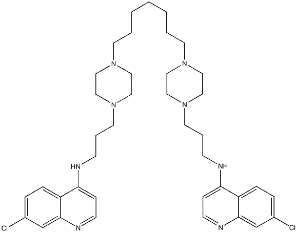 7-chloro-N-(3-{4-[7-(4-{3-[(7-chloro-4-quinolinyl)amino]propyl}-1-piperazinyl)heptyl]-1-piperazinyl}propyl)-4-quinolinamine 结构式