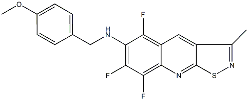 N-(4-methoxybenzyl)-N-(5,7,8-trifluoro-3-methylisothiazolo[5,4-b]quinolin-6-yl)amine 结构式