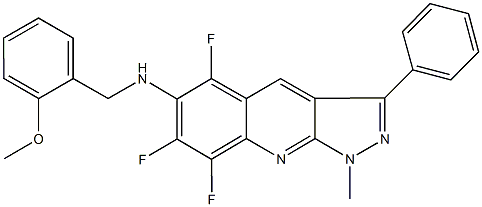 N-(2-methoxybenzyl)-N-(5,7,8-trifluoro-1-methyl-3-phenyl-1H-pyrazolo[3,4-b]quinolin-6-yl)amine 结构式