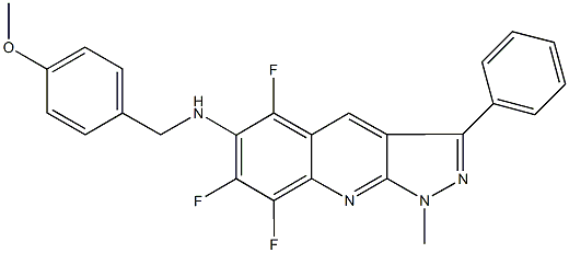 N-(4-methoxybenzyl)-N-(5,7,8-trifluoro-1-methyl-3-phenyl-1H-pyrazolo[3,4-b]quinolin-6-yl)amine 结构式