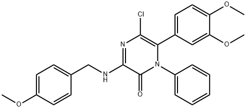 5-chloro-6-(3,4-dimethoxyphenyl)-3-[(4-methoxybenzyl)amino]-1-phenyl-2(1H)-pyrazinone 结构式