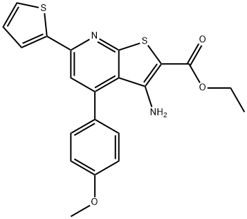 ethyl 3-amino-4-(4-methoxyphenyl)-6-(2-thienyl)thieno[2,3-b]pyridine-2-carboxylate 结构式