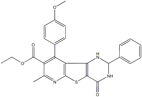 ethyl 9-(4-methoxyphenyl)-7-methyl-4-oxo-2-phenyl-1,2,3,4-tetrahydropyrido[3',2':4,5]thieno[3,2-d]pyrimidine-8-carboxylate 结构式