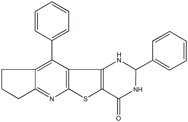 2,10-diphenyl-2,3,8,9-tetrahydro-1H-cyclopenta[5',6']pyrido[3',2':4,5]thieno[3,2-d]pyrimidin-4(7H)-one 结构式