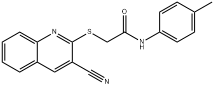 2-[(3-cyano-2-quinolinyl)sulfanyl]-N-(4-methylphenyl)acetamide 结构式