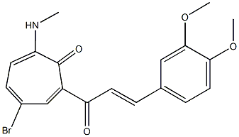 4-bromo-2-[3-(3,4-dimethoxyphenyl)acryloyl]-7-(methylamino)-2,4,6-cycloheptatrien-1-one 结构式
