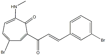 4-bromo-2-[3-(3-bromophenyl)acryloyl]-7-(methylamino)-2,4,6-cycloheptatrien-1-one 结构式
