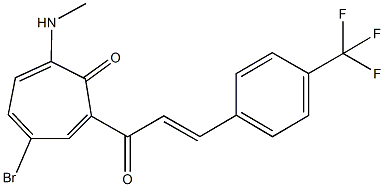 4-bromo-7-(methylamino)-2-{3-[4-(trifluoromethyl)phenyl]acryloyl}-2,4,6-cycloheptatrien-1-one 结构式