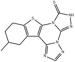 12-methyl-10,11,12,13-tetrahydro[1]benzothieno[3,2-e]di[1,2,4]triazolo[4,3-a:1,5-c]pyrimidin-7-yl hydrosulfide 结构式