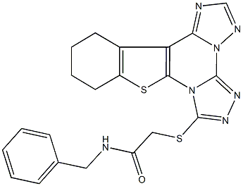 N-benzyl-2-(10,11,12,13-tetrahydro[1]benzothieno[3,2-e]di[1,2,4]triazolo[4,3-a:1,5-c]pyrimidin-7-ylsulfanyl)acetamide 结构式