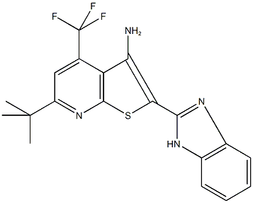 2-(1H-benzimidazol-2-yl)-6-tert-butyl-4-(trifluoromethyl)thieno[2,3-b]pyridin-3-ylamine 结构式