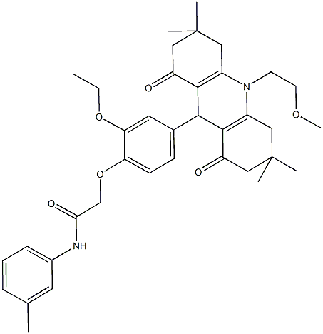 2-{2-ethoxy-4-[10-(2-methoxyethyl)-3,3,6,6-tetramethyl-1,8-dioxo-1,2,3,4,5,6,7,8,9,10-decahydro-9-acridinyl]phenoxy}-N-(3-methylphenyl)acetamide 结构式