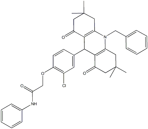 2-[4-(10-benzyl-3,3,6,6-tetramethyl-1,8-dioxo-1,2,3,4,5,6,7,8,9,10-decahydro-9-acridinyl)-2-chlorophenoxy]-N-phenylacetamide 结构式