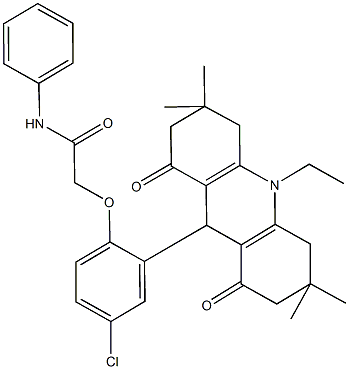 2-[4-chloro-2-(10-ethyl-3,3,6,6-tetramethyl-1,8-dioxo-1,2,3,4,5,6,7,8,9,10-decahydro-9-acridinyl)phenoxy]-N-phenylacetamide 结构式