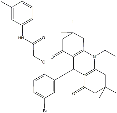 2-[4-bromo-2-(10-ethyl-3,3,6,6-tetramethyl-1,8-dioxo-1,2,3,4,5,6,7,8,9,10-decahydro-9-acridinyl)phenoxy]-N-(3-methylphenyl)acetamide 结构式