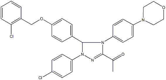 1-{5-{4-[(2-chlorobenzyl)oxy]phenyl}-1-(4-chlorophenyl)-4-[4-(4-morpholinyl)phenyl]-4,5-dihydro-1H-1,2,4-triazol-3-yl}ethanone 结构式