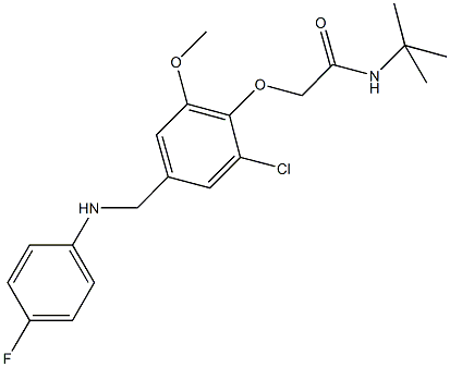 N-(tert-butyl)-2-{2-chloro-4-[(4-fluoroanilino)methyl]-6-methoxyphenoxy}acetamide 结构式