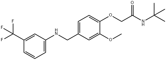 N-(tert-butyl)-2-(2-methoxy-4-{[3-(trifluoromethyl)anilino]methyl}phenoxy)acetamide 结构式