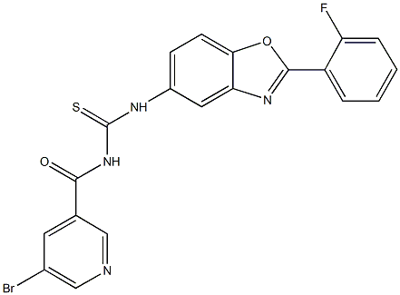 N-[(5-bromo-3-pyridinyl)carbonyl]-N'-[2-(2-fluorophenyl)-1,3-benzoxazol-5-yl]thiourea 结构式