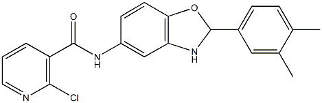 2-chloro-N-[2-(3,4-dimethylphenyl)-2,3-dihydro-1,3-benzoxazol-5-yl]nicotinamide 结构式