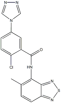 2-chloro-N-(5-methyl-2,1,3-benzothiadiazol-4-yl)-5-(4H-1,2,4-triazol-4-yl)benzamide 结构式