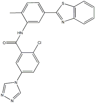 N-[5-(1,3-benzothiazol-2-yl)-2-methylphenyl]-2-chloro-5-(4H-1,2,4-triazol-4-yl)benzamide 结构式