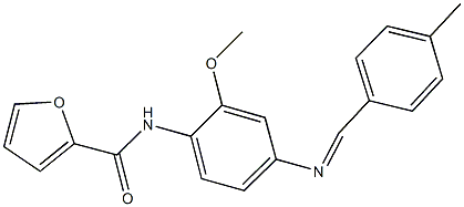 N-{2-methoxy-4-[(4-methylbenzylidene)amino]phenyl}-2-furamide 结构式