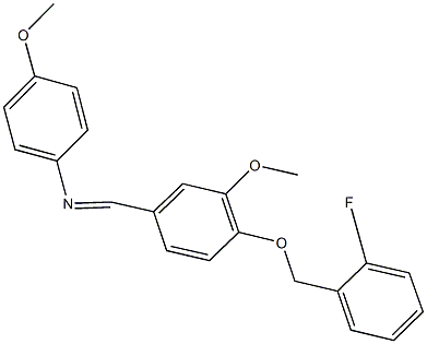 N-{4-[(2-fluorobenzyl)oxy]-3-methoxybenzylidene}-N-(4-methoxyphenyl)amine 结构式