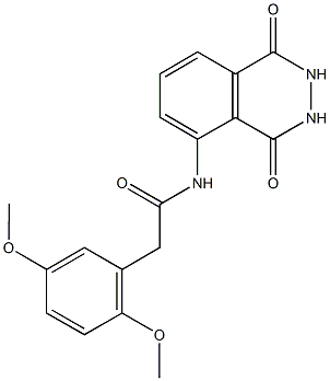 2-(2,5-dimethoxyphenyl)-N-(1,4-dioxo-1,2,3,4-tetrahydro-5-phthalazinyl)acetamide 结构式