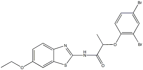 2-(2,4-dibromophenoxy)-N-(6-ethoxy-1,3-benzothiazol-2-yl)propanamide 结构式