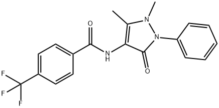 N-(1,5-dimethyl-3-oxo-2-phenyl-2,3-dihydro-1H-pyrazol-4-yl)-4-(trifluoromethyl)benzamide 结构式