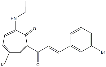 4-bromo-2-[3-(3-bromophenyl)acryloyl]-7-(ethylamino)-2,4,6-cycloheptatrien-1-one 结构式