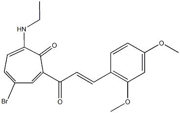 4-bromo-2-[3-(2,4-dimethoxyphenyl)acryloyl]-7-(ethylamino)-2,4,6-cycloheptatrien-1-one 结构式