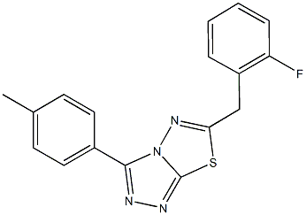 6-(2-fluorobenzyl)-3-(4-methylphenyl)[1,2,4]triazolo[3,4-b][1,3,4]thiadiazole 结构式