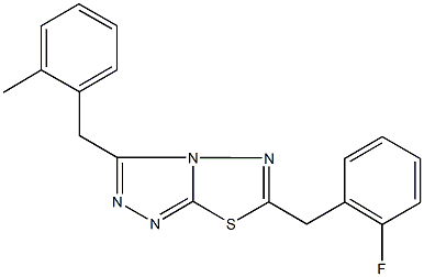 6-(2-fluorobenzyl)-3-(2-methylbenzyl)[1,2,4]triazolo[3,4-b][1,3,4]thiadiazole 结构式