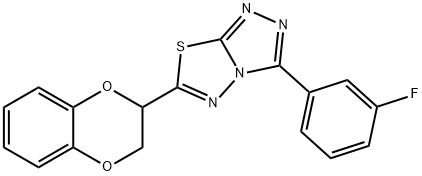 6-(2,3-dihydro-1,4-benzodioxin-2-yl)-3-(3-fluorophenyl)[1,2,4]triazolo[3,4-b][1,3,4]thiadiazole 结构式