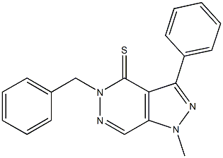 5-benzyl-1-methyl-3-phenyl-1,5-dihydro-4H-pyrazolo[3,4-d]pyridazine-4-thione 结构式