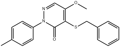 4-(benzylsulfanyl)-5-methoxy-2-(4-methylphenyl)-3(2H)-pyridazinone 结构式