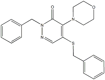 2-benzyl-5-(benzylsulfanyl)-4-(4-morpholinyl)-3(2H)-pyridazinone 结构式